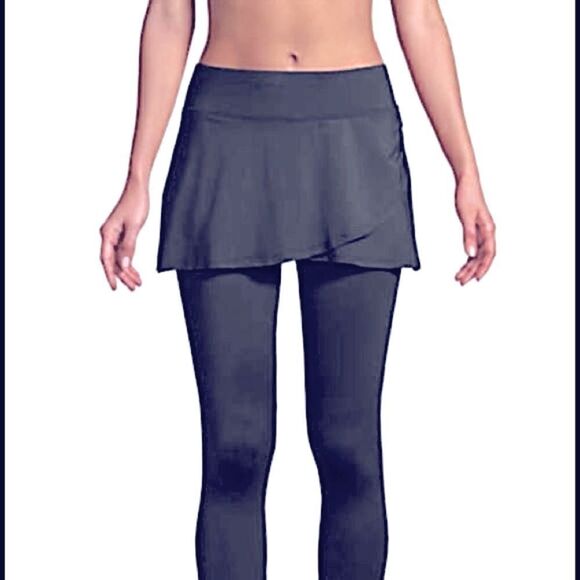 Land’s End Plus Standard Sizes swimsuit, cover-up leggings Navy Blue Various - Picture 5 of 13